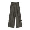 Rolling Work Pants for Women Pear-shaped Figure, Slim, Loose, High Waist, Multi-pocket Straight American Street Wide-leg Casual Pants