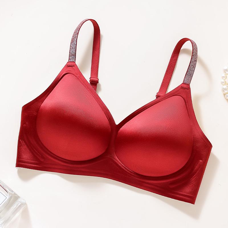 Satin Jelly Soft Support Wire-Free Push-Up Bra with Fixed Cups and Smooth Beautiful Back