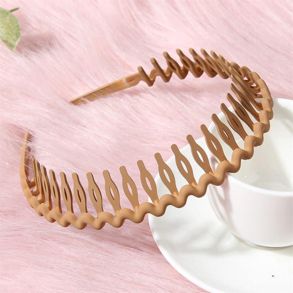 Simple Solid Color Wave Hair Comb Hairband Headband Hair Hoop Bezel with Teeth Hair Accessories for Women