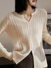 Women's Autumn/Winter Fine Wool Round Neck Hollow Stripe Long Sleeve Knitwear