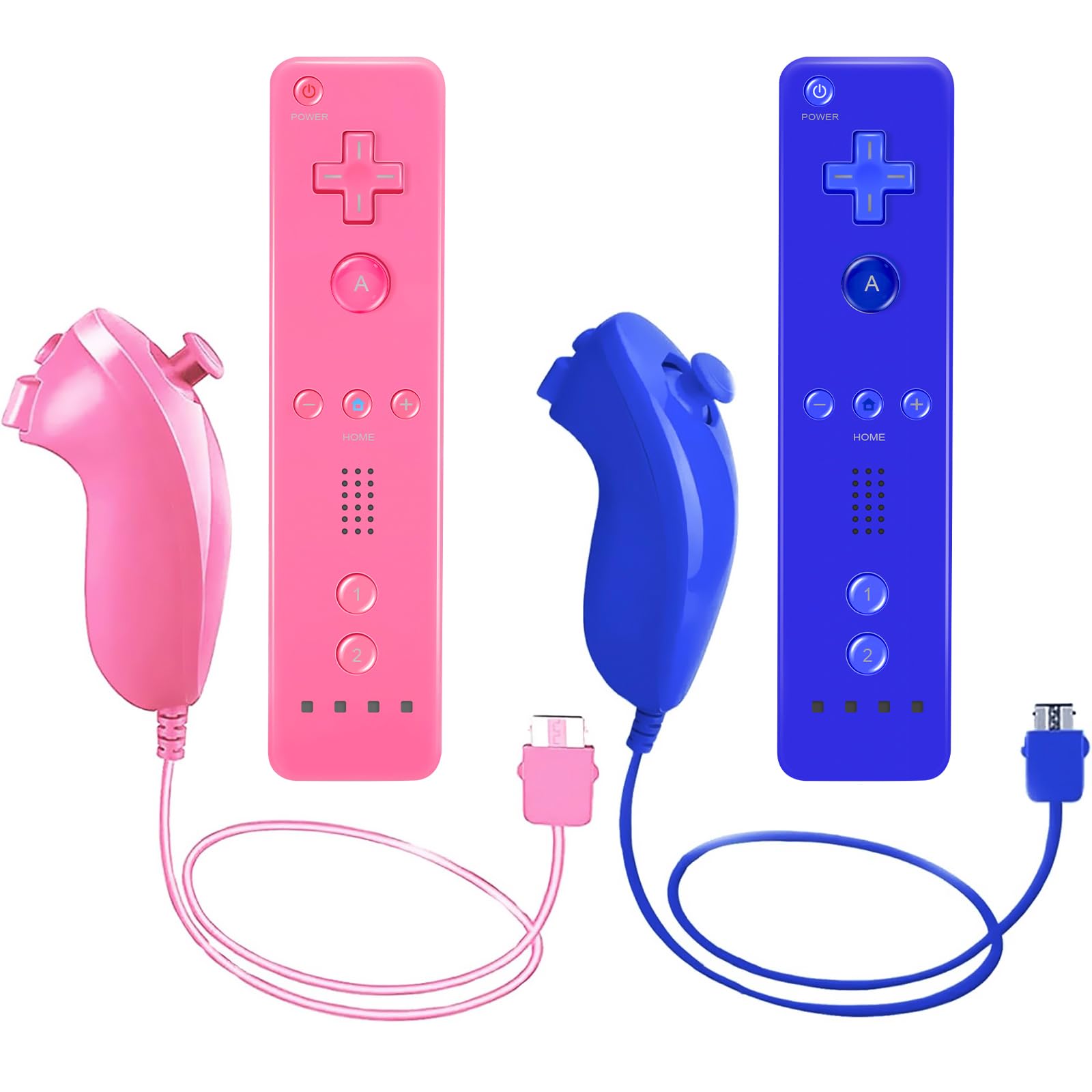 

Wii Remote & Nunchuk Controller 2-Pack with Silicone Case & Wrist Strap - (Dark Blue + Pink)