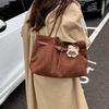 Colorblock Autumn & Winter Tote - Versatile Commuting Shoulder Handbag for Women with Belt Design