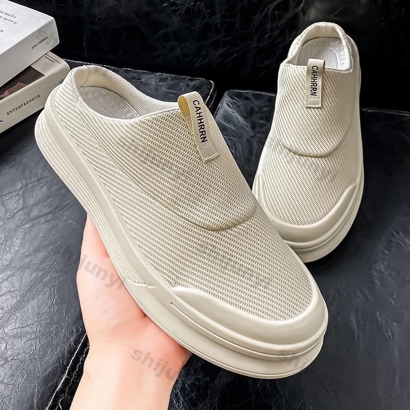 Fashion Men's Half Slippers 2025 Summer New Mesh Breathable Fashion Slip On Baotou Sandals Lightweight Comfortable Outdoor Casual Flats