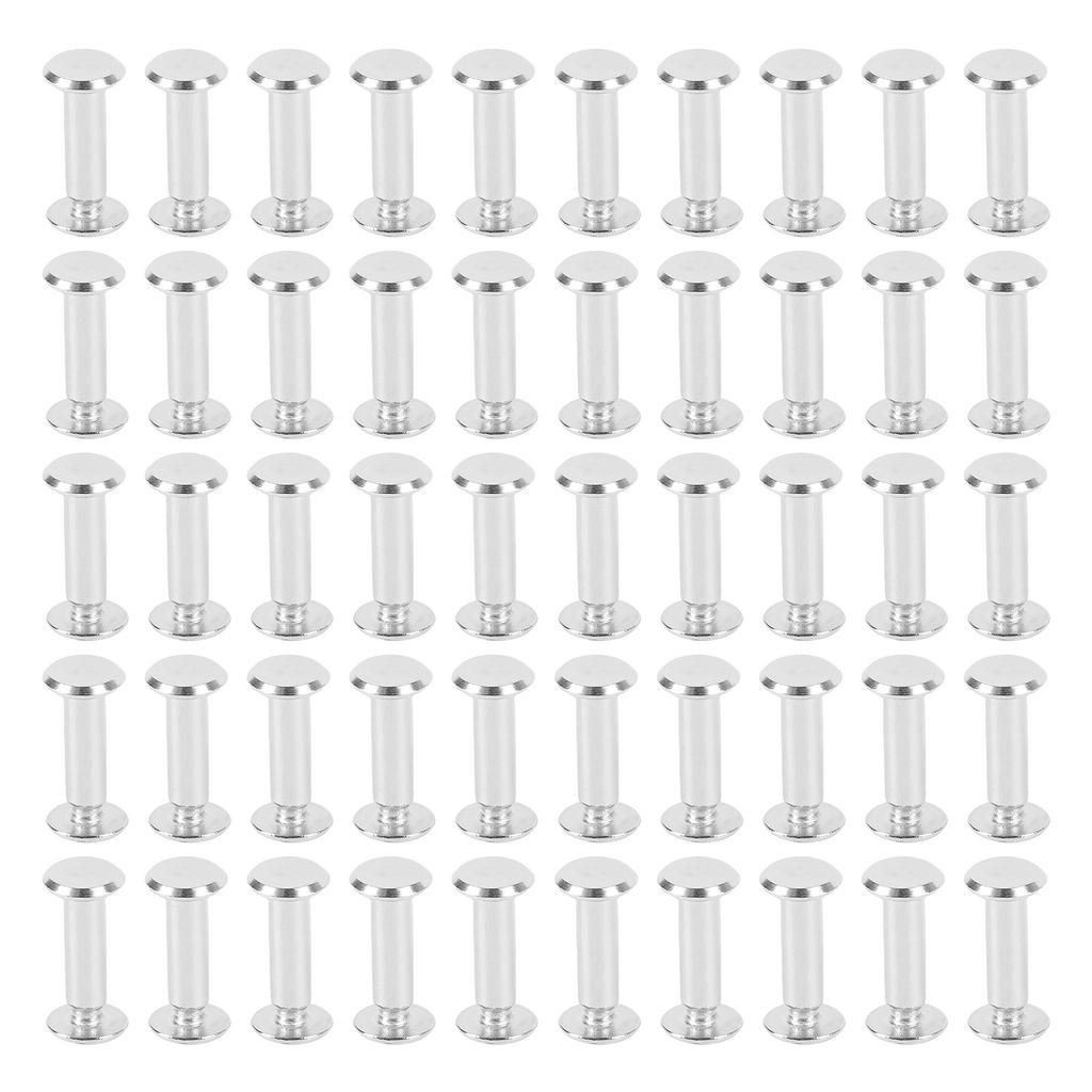 50 Sets Rivets and Screws M4 5x15x9.5mm Stainless Steel Flat Round Head Rivet Stud Set for Binding