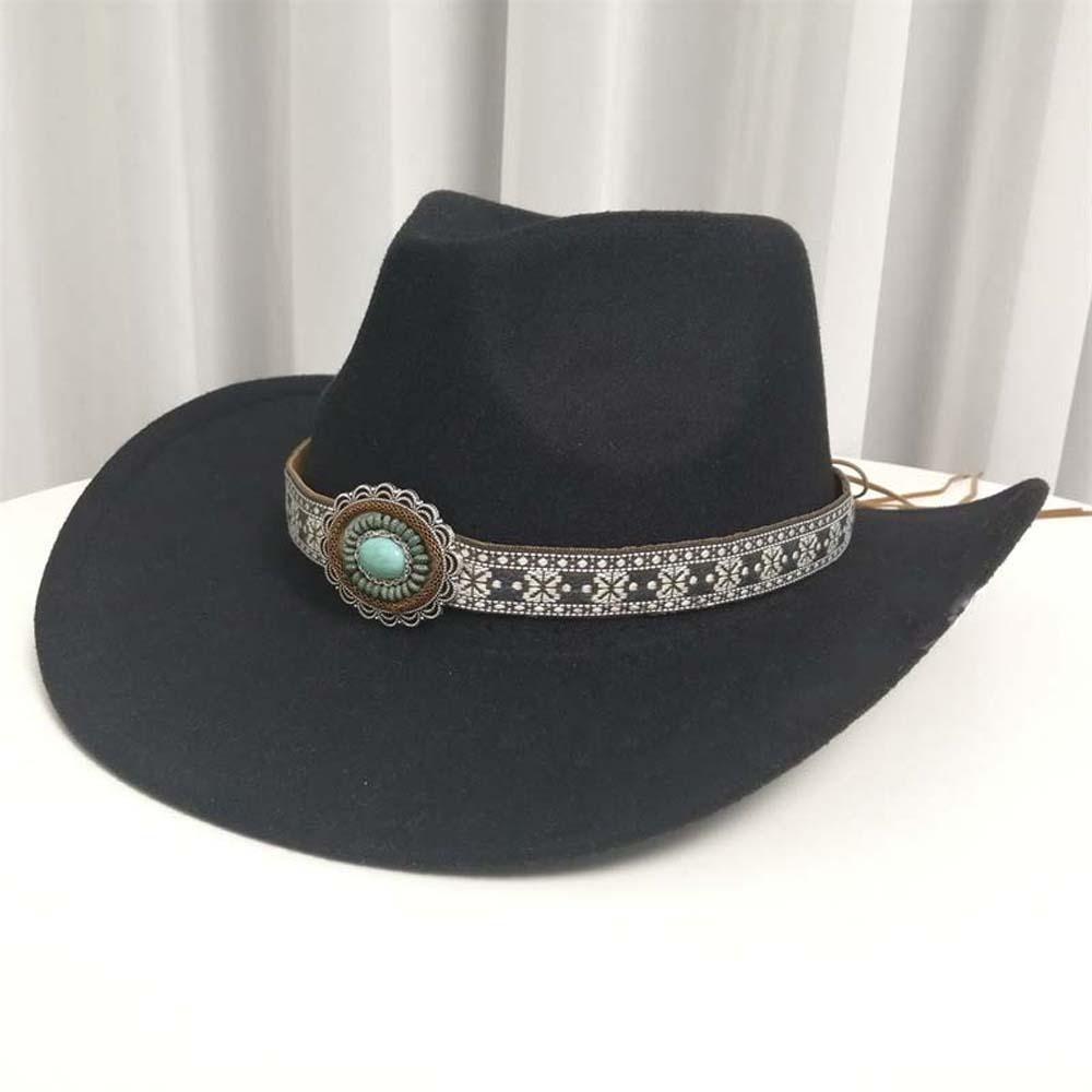 Wide Brim Western Cowboy Cap Cotton Cowgirls Visor Cap Fashion Tibetan Hat  Dance Party