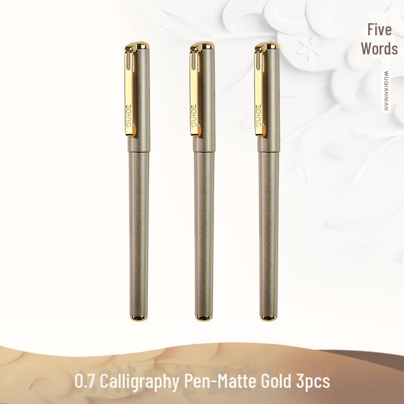 5000 Years W-386 Černá a červená 0,7mm Matné kaligrafické gelové pero - Podpisování, Hrot Bullet, Voděodolné, Uhlové.