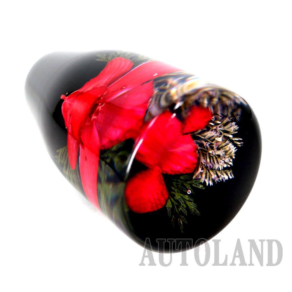 Autoland Underwater Flower Shift Knob, Red, Real Orchid, Fresh Flower Works, 3.5 inches (90