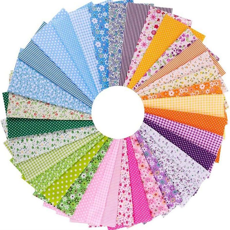 7pcs Quilting Patchwork Party Craft Fat Quarter Bundles Handmade Fabric Sewing Cotton Dolls Clothing 25x25cm