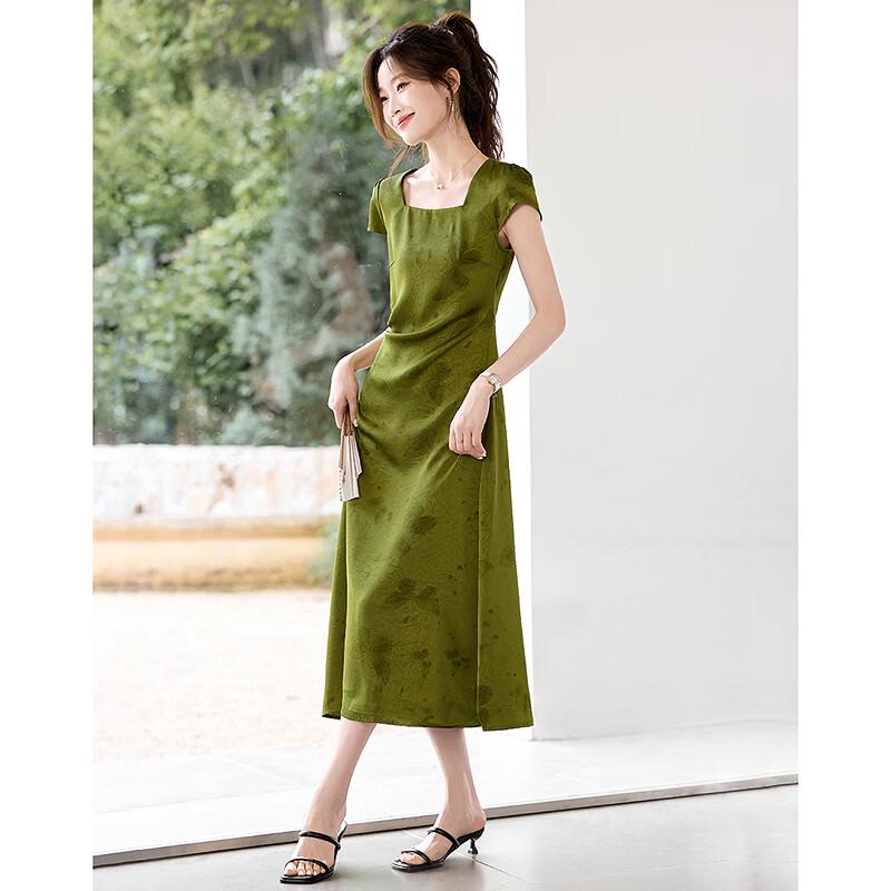 Elegant New Chinese Style Green A-Line Summer Dress L