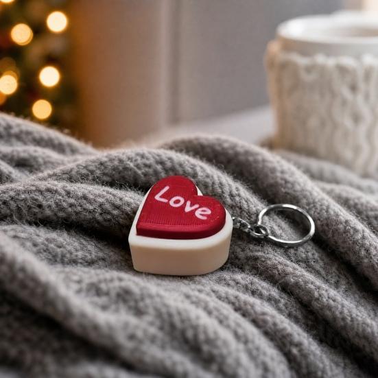 3D-gedruckter LOVE Herz Fidget Clicker Schlüsselanhänger, Stressabbau Druckknopf Spielzeug, Tragbares Schreibtisch-Gadget, Süßes Geschenk für Paare & Beste Freunde