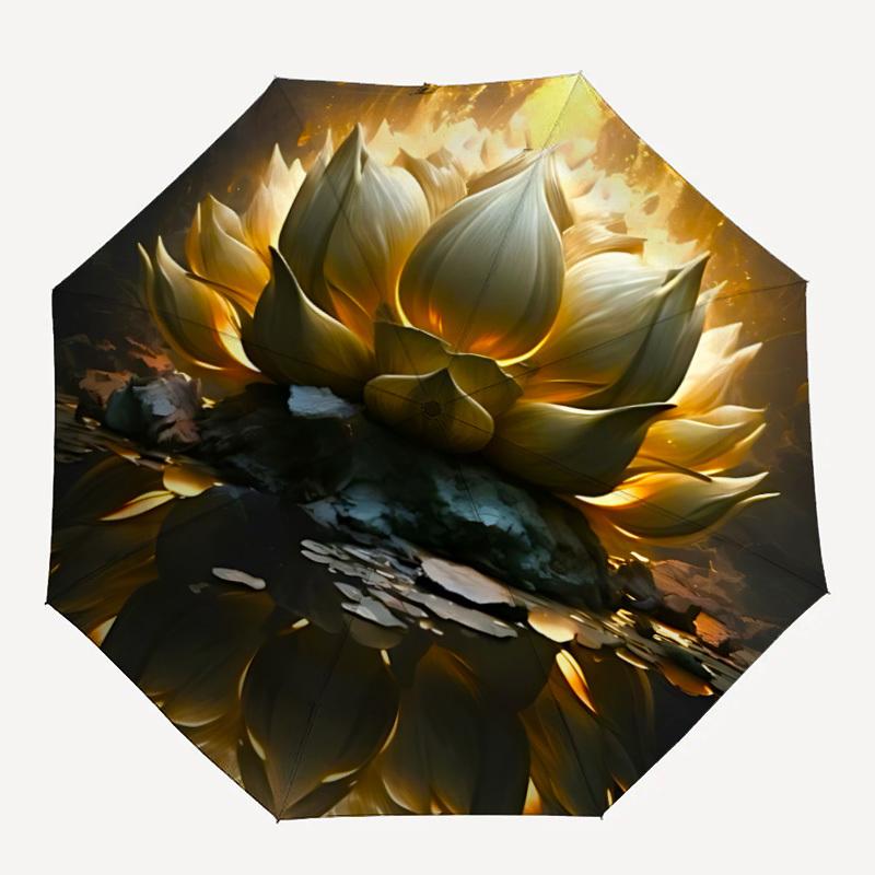 

1pc Lotus Bloom Automatic Open/Close Umbrella Compact Folding Umbrella, All-Season Portable Umbrella for Women/Men058