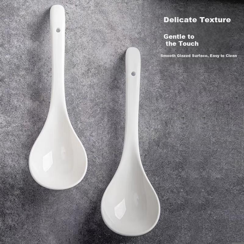 Shihua Large Ceramic Soup Ladle And Rice Spoon, 27.8cm, Serving Spoon, Porridge Scoop, Soup Spoon, Tablespoon, Single Piece