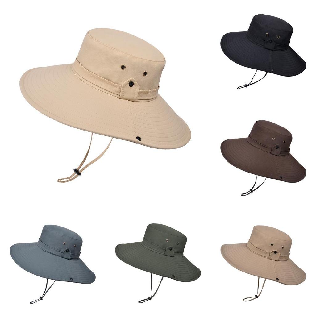 Fisherman Hat Men Sun Protection Waterproof Large Brim For Outdoor Summer Activities