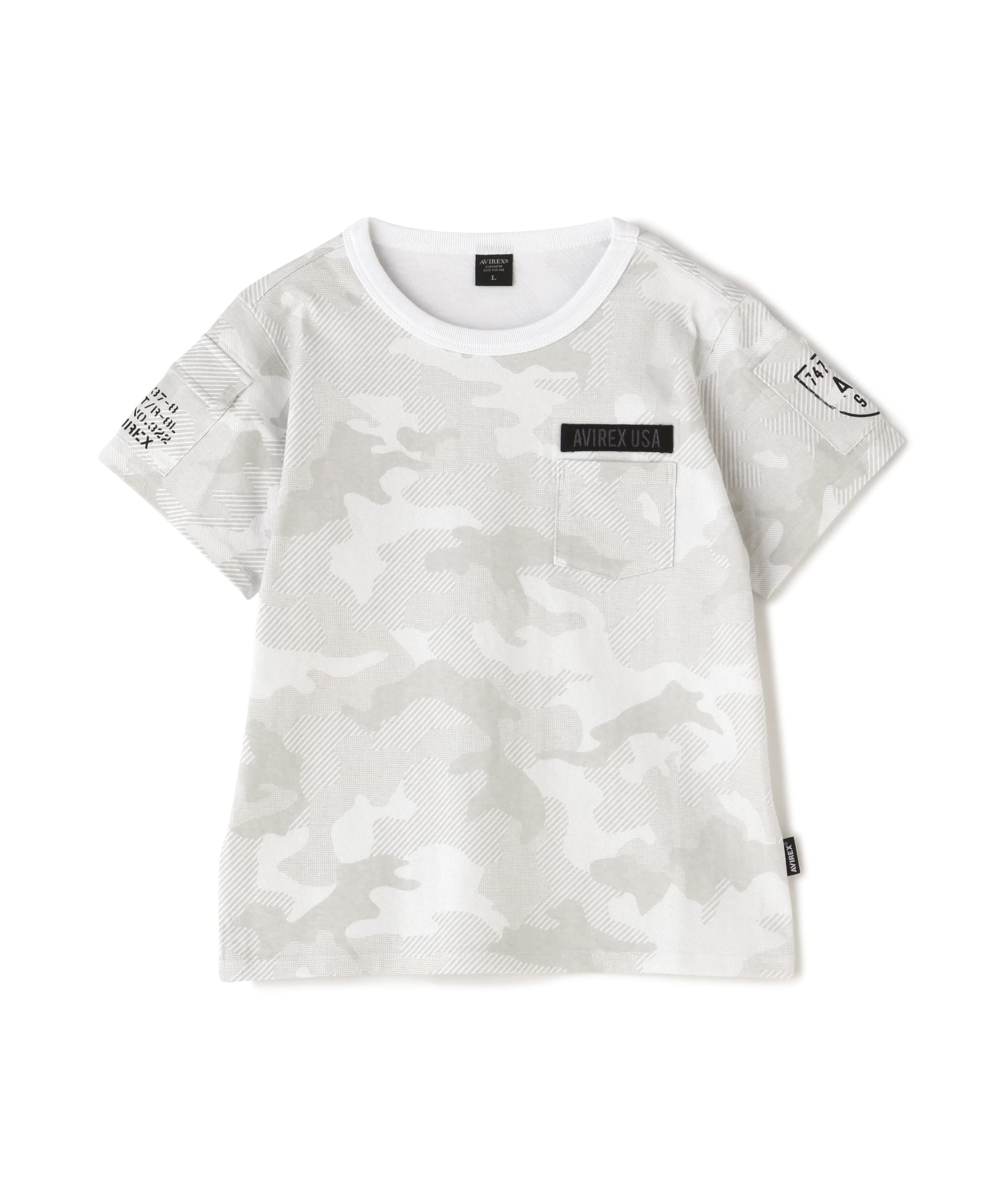 

AVIREX KID S S/S FATIGUE T-SHIRT M 444 white camo 783-2934953