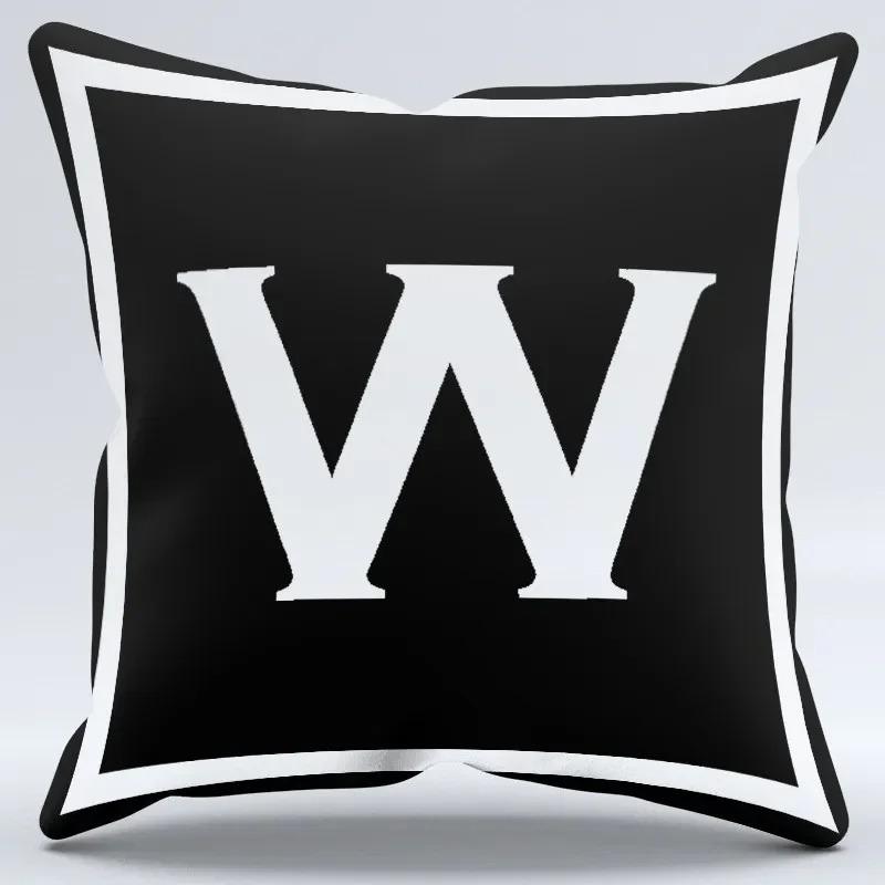 Simple Black And White Letter Printed Pillowcase Decorative Pillow Cushion Cover Suitable For Home Sofa Car Office Cushion