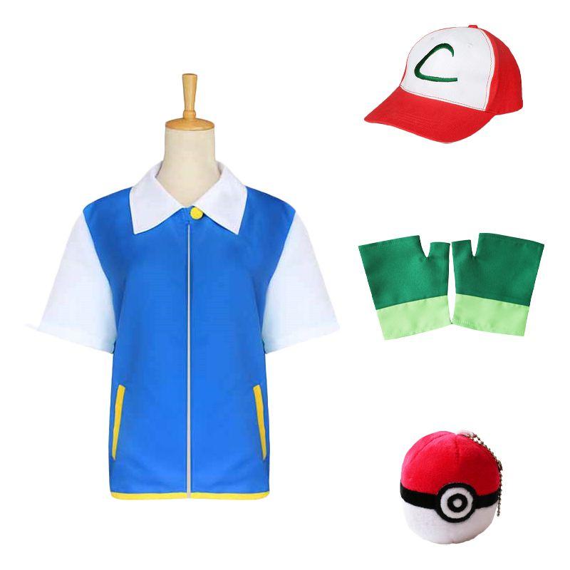 

Cosplay Pokémon Costume Blue Coat Hat Gloves Anime Cosplay Christmas XXL