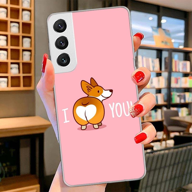 

Cartoon Corgi Cute Dog Cover Phone Case For Samsung Galaxy S26 S25 Edge S24 Ultra S23 S22 Plus S21 S20 FE Soft Fundas Shell Gala Samsung S23