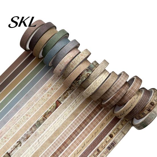 Translucent Washi Tape 20 Rolls Vintage Set, Retro Patterns Decorative Masking Tapes Japanese Paper for Arts, DIY Crafts, Journals, Planners,