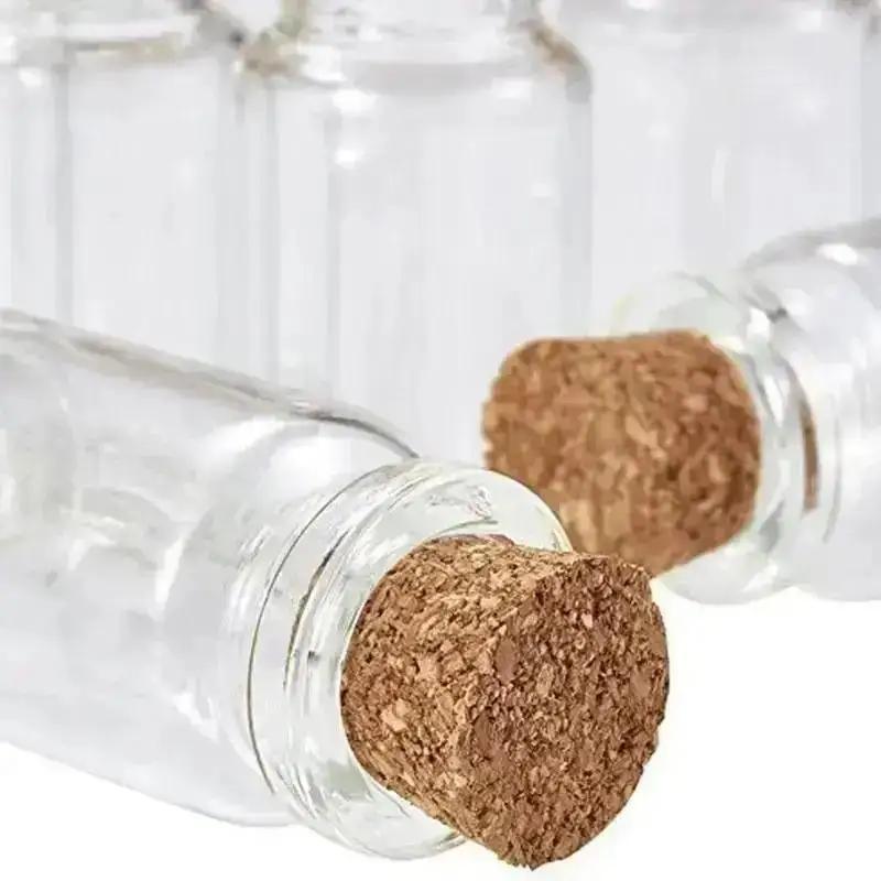 10Pcs Mini Empty Glass Cork Bottles Pendant Charm Vials Wish Craft Glass Jars Tea Coffee Sugar Storage
