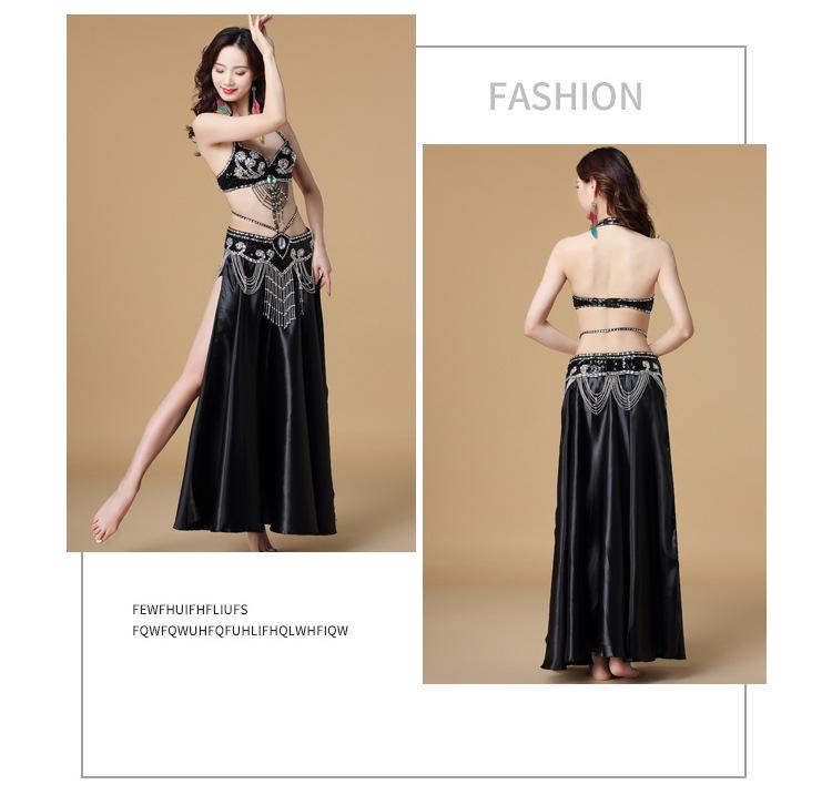 Handmade Beaded Belly Dance Costume Set - Bra & Waistband for Stage or Nightclub