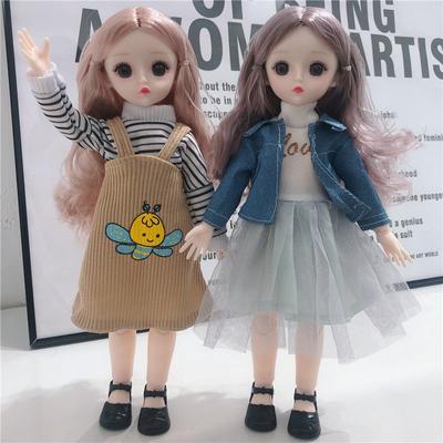 30 CM Mini Hareketli Eklemli Bebek Kız Oyuncak 3D Büyük Gözler BJD Prenses Tam Kıyafetler Elbiseler Koleksiyonu Çocuk Bebek Hediye