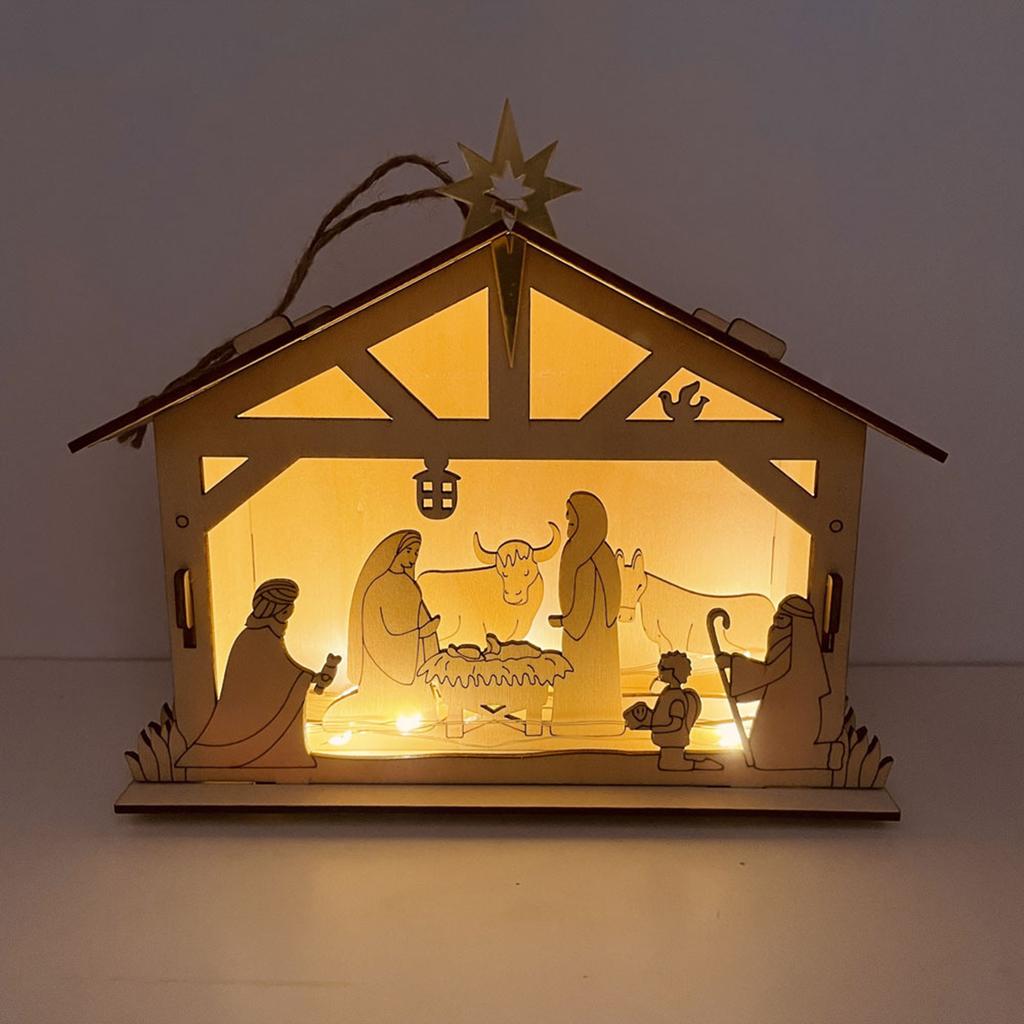 Artistic Wood Moon And Star Display Ornament With LED Light Perfectly For Personalizing Home Decoration