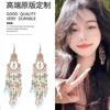 Bohemian water droplets crystal rice beads fringed ear hooks retro ethnic style earrings fashion vacation style earrings