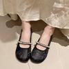 Fashion Pearl Mary Jane Black Shoes for Women Japanese Style Lolita Woman Flats Round Toe Gothic Silver On Offer Elegant and Fashionable