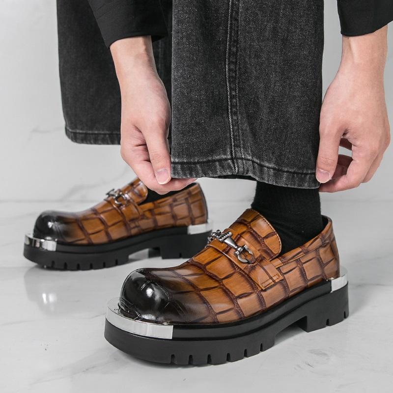 Designer Schwarz Braun Höhenerhöhende Lackleder Freizeitschuhe Herren Alligatormuster Loafer Formell Hochzeitskleid Heimkehr