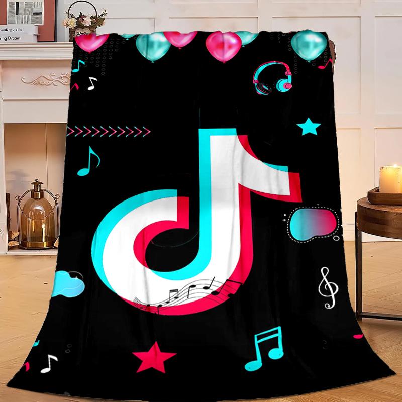 1 Adet Neon Müzik Notalı Flanel Battaniye Hediye, Hem Kadın Hem Erkek İçin Uygun, Yumuşak, Yataklar ve Kanepe İçin İdeal, Doğum Günü veya Noel Hediyesi