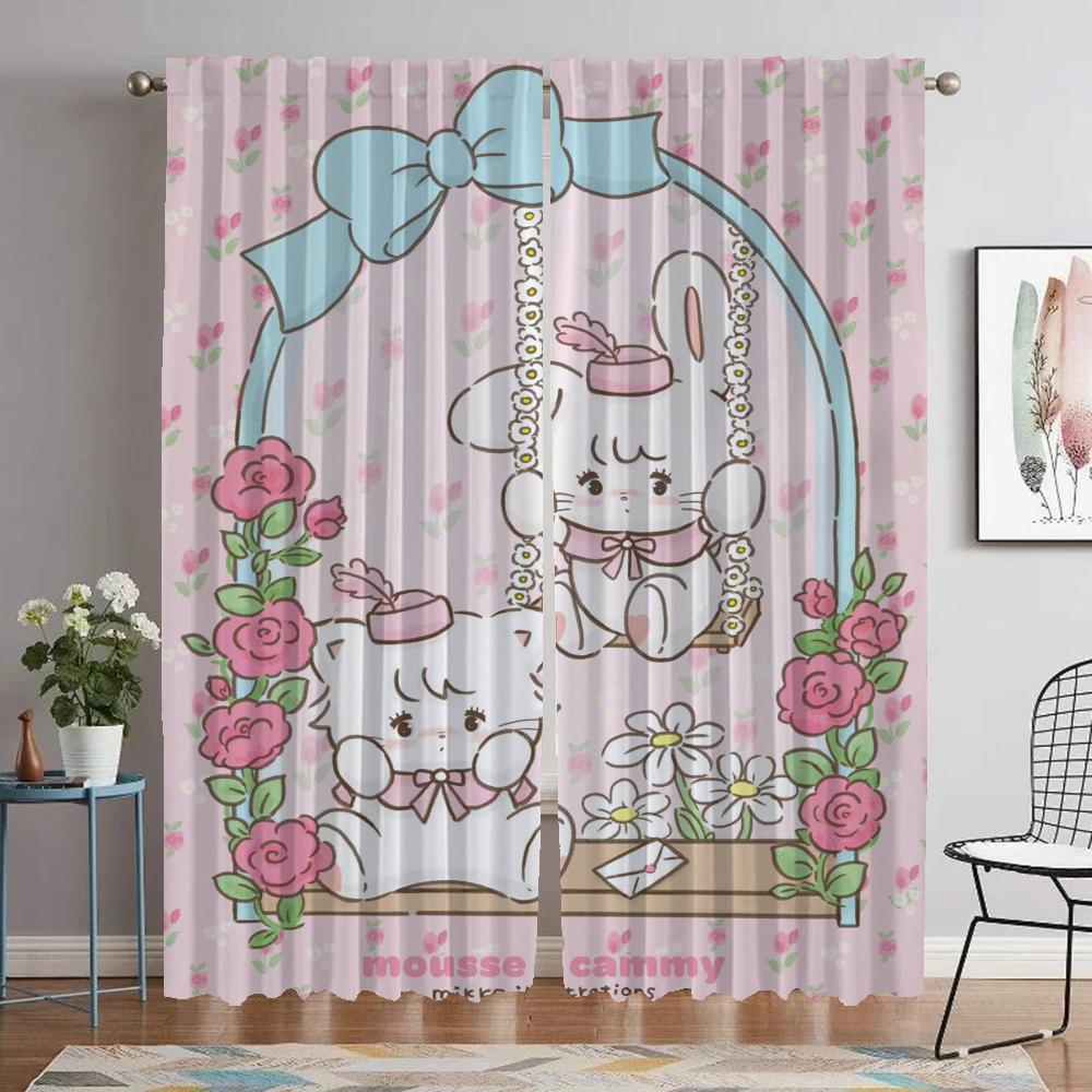 Curtains for Living Room Curtain Mikko Home Interior Curtains 2 Pieces Partition Halloween Decoration Shades Tulle for Bedroom