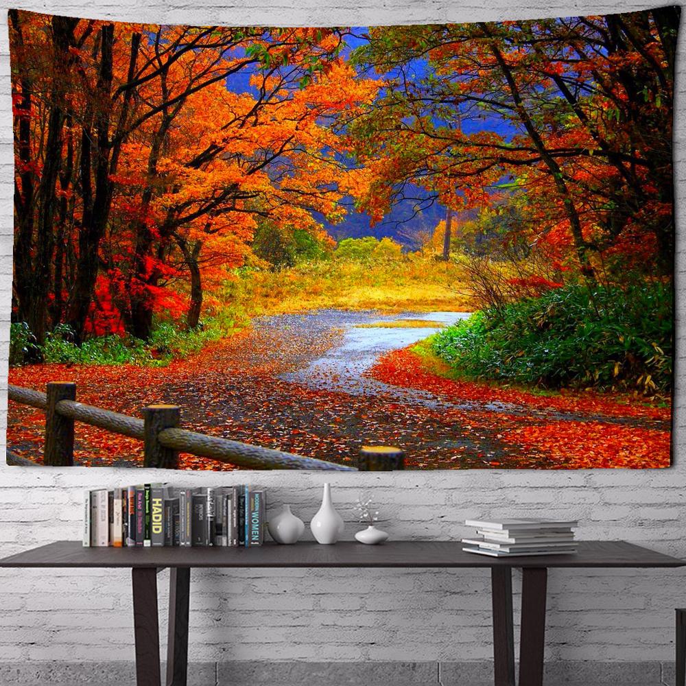 Beautifulautumn Nature Landscape Wall Tapestry Birch Liquidambar Tree Forest Cloth Tapestries Hippie Mandala