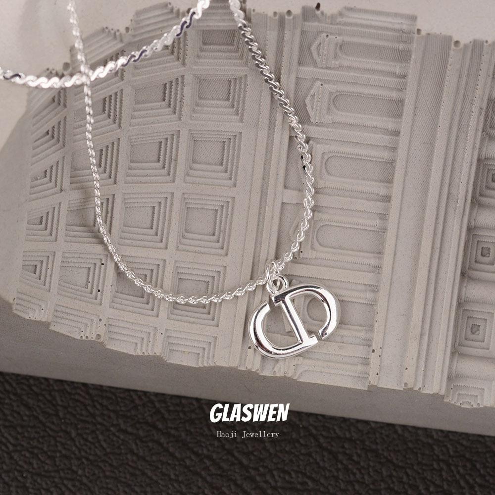 Spice Girl Stil Einfacher Buchstaben CD Halskette Damen Nische Hip Hop Gestapelte Schlüsselbein Kette Vielseitige Mittlere Pullover Kette