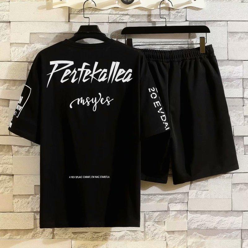 Set estivi da uomo, moda coreana, tuta da uomo, maglietta a maniche corte + pantaloncini sportivi, abbigliamento casual da uomo, set da jogging da uomo