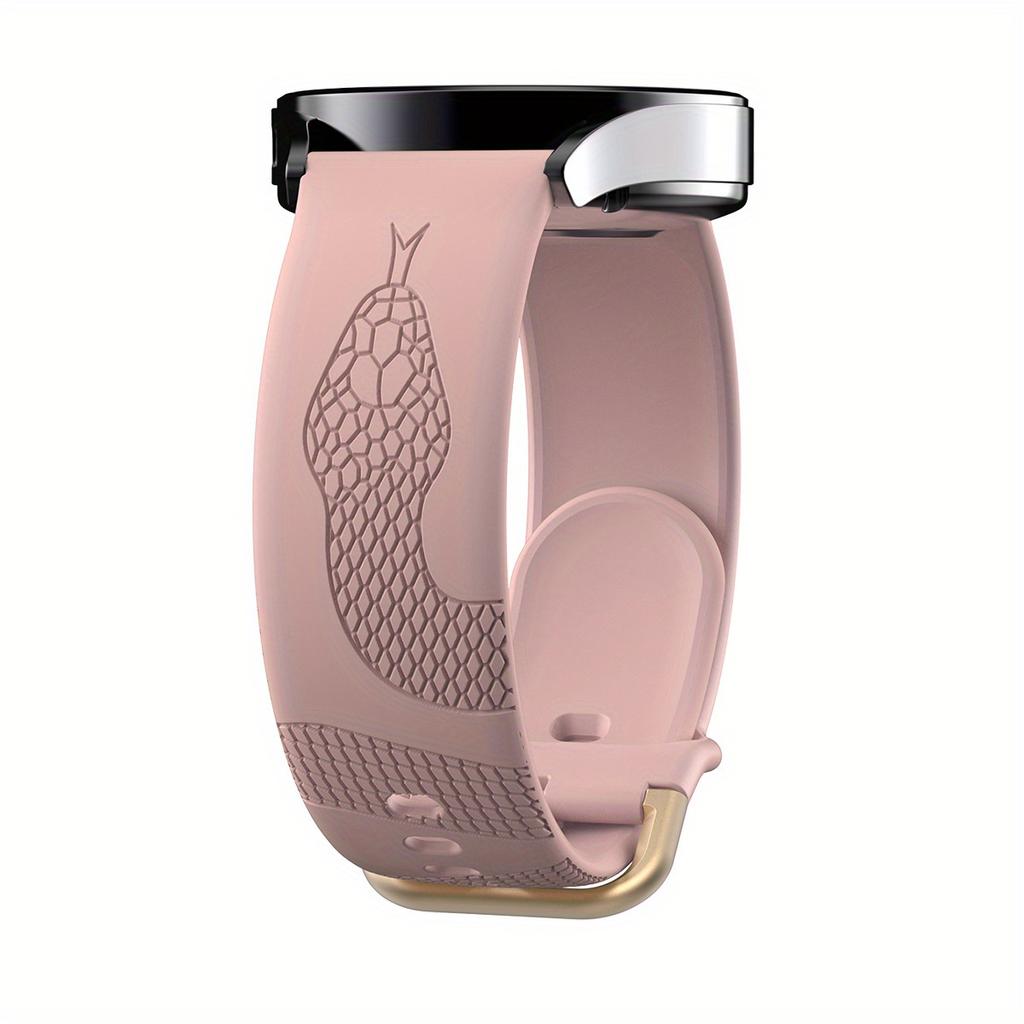18/20/22mm Carved Snake Print Silicone Strap for Galaxy Vivoactive 5/3/Venu/Sq 2 & GT3/GT2, Durable Stylish Replacement Band