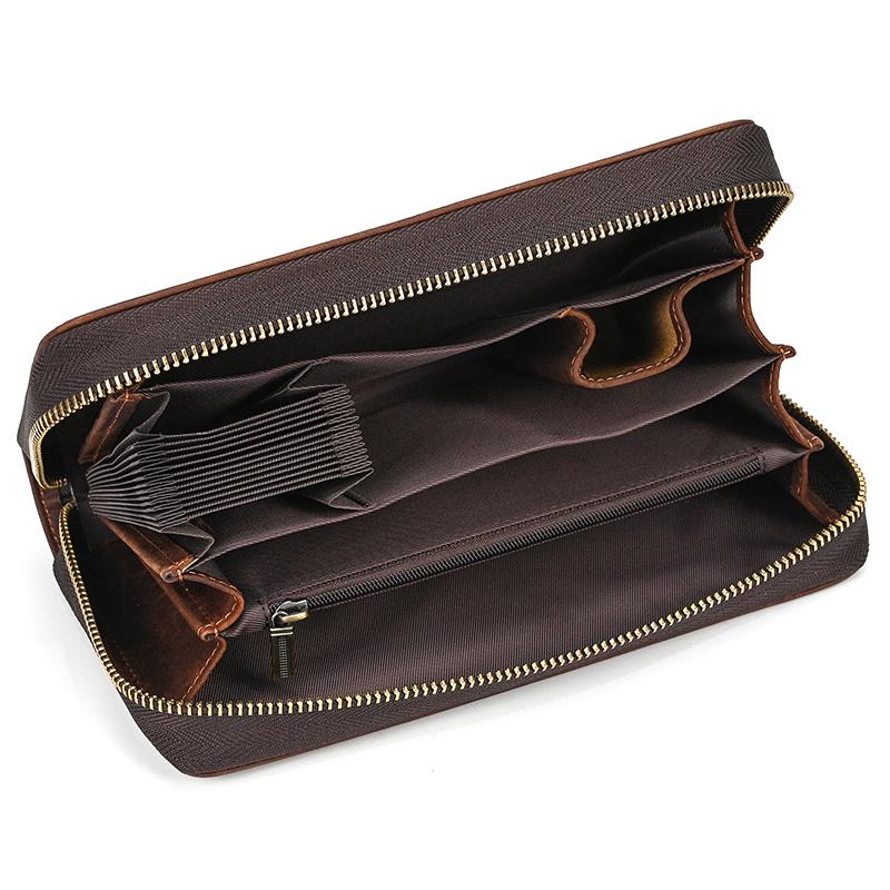 High Quality Leather Clutches For Men Male Long Purse Clutch Genuine Leather Male Long Wallet With Wristlet Large Card Holder