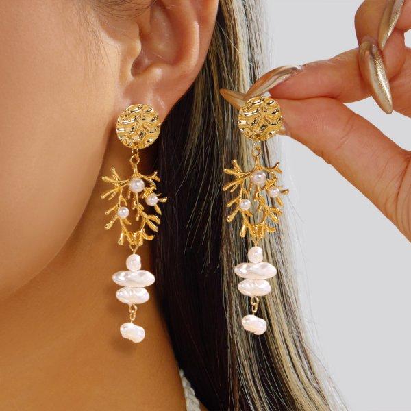 Bohemia Ocean Style Red Coral Branch Stud Earrings for Women Trendy Irregular Exaggerated Coral Earring Beach Party Jewelry Gift