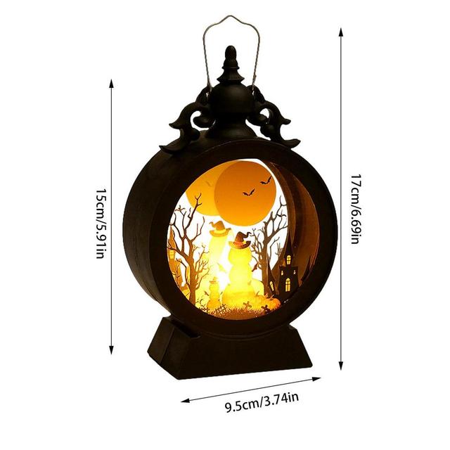 Halloween Witch Pumpkin Lantern Portable LED Vintage Castle Lantern For Table Centerpieces Windows Walls Decoration