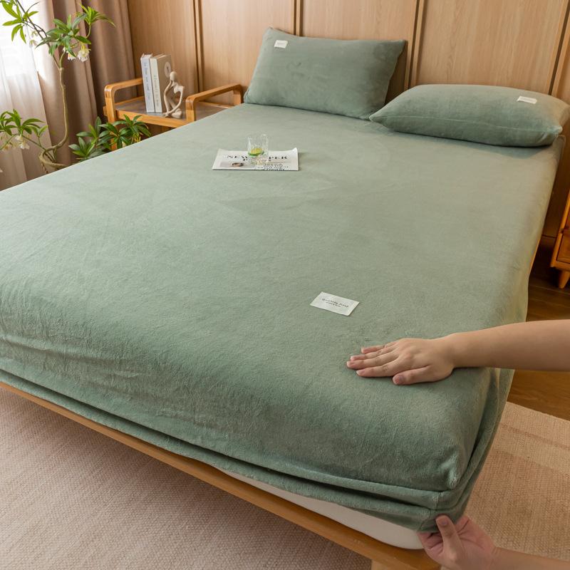 

Высококачественная мягкая бархатная простыня с резинками, нескользящие регулируемые наматрасники для односпальной двуспальной кровати размера «king-size» 160x200 см 120×200cm зелёный