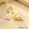 GEMCHIC Women's Elegant Faux Pearl Drop Earrings Stainless Steel Gold Silver Plated Hoop Dangle Jewelry for Wedding Party