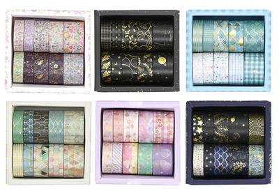 Loja especializada em fitas adesivas fofas Um conjunto versátil de fitas adesivas com washi PBM estampado. fita. Conjunto de 6 caixas.