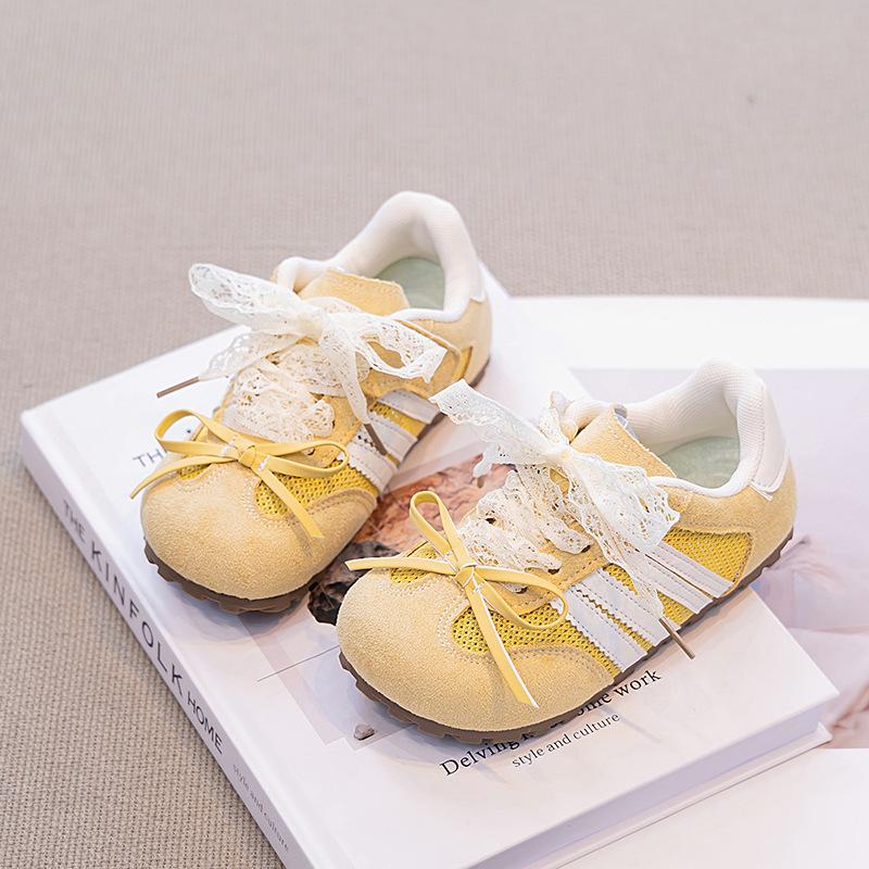 

2025 summer new children s casual shoes Korean version bow lace strap single mesh breathable girls German training shoes 28