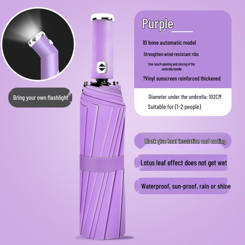 Автоматический складной зонт Sanhe со светодиодным фонариком Large, Ten-Rib LED Flashlight