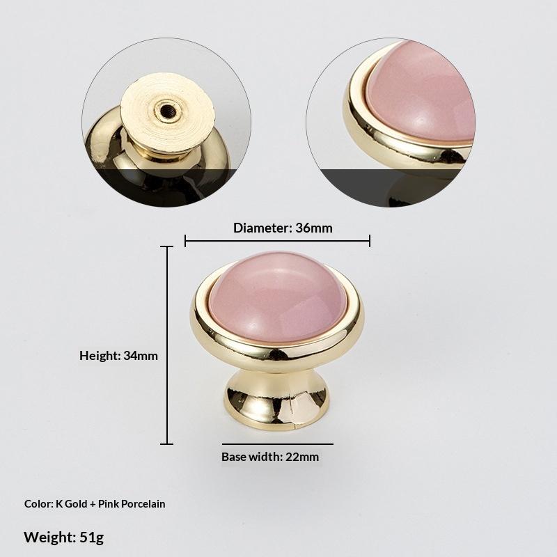 Modern Colored Ceramic Furniture Handle Golden Wardrobe Cabinet Handles Closet Door Knob Dressing Table And Drawer Pull Hardware