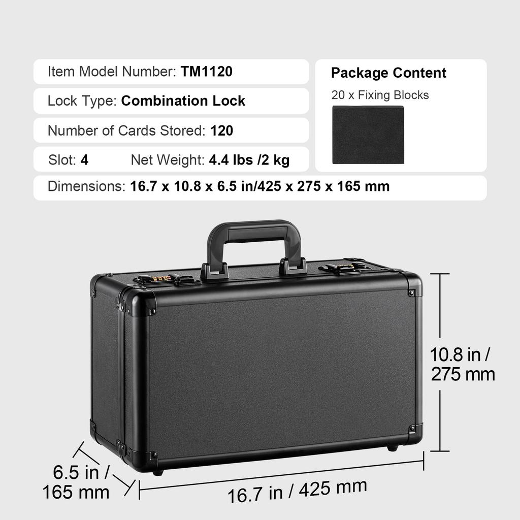 SucceBuy Graded Card Storage Box 4 Slots or 5Slots with Key Lock or Coded Lock Foam Dividers for 96/108/120/162 PSA Graded Cards