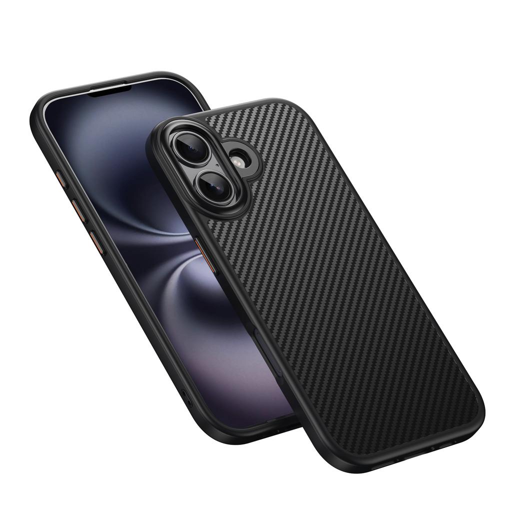 For iPhone 17 Magnetic Case Compatible with MagSafe Carbon Fiber Texture PC + TPU Cover