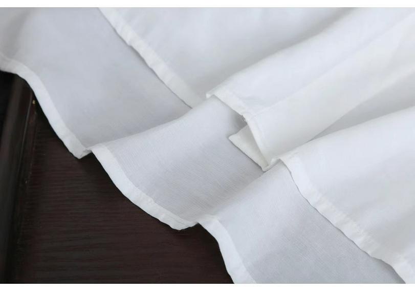 Women's Summer White Shirt: Artistic Loose-Fit, Mid-Length, Sun Protection, Thin Jacket with High-Low Hem.