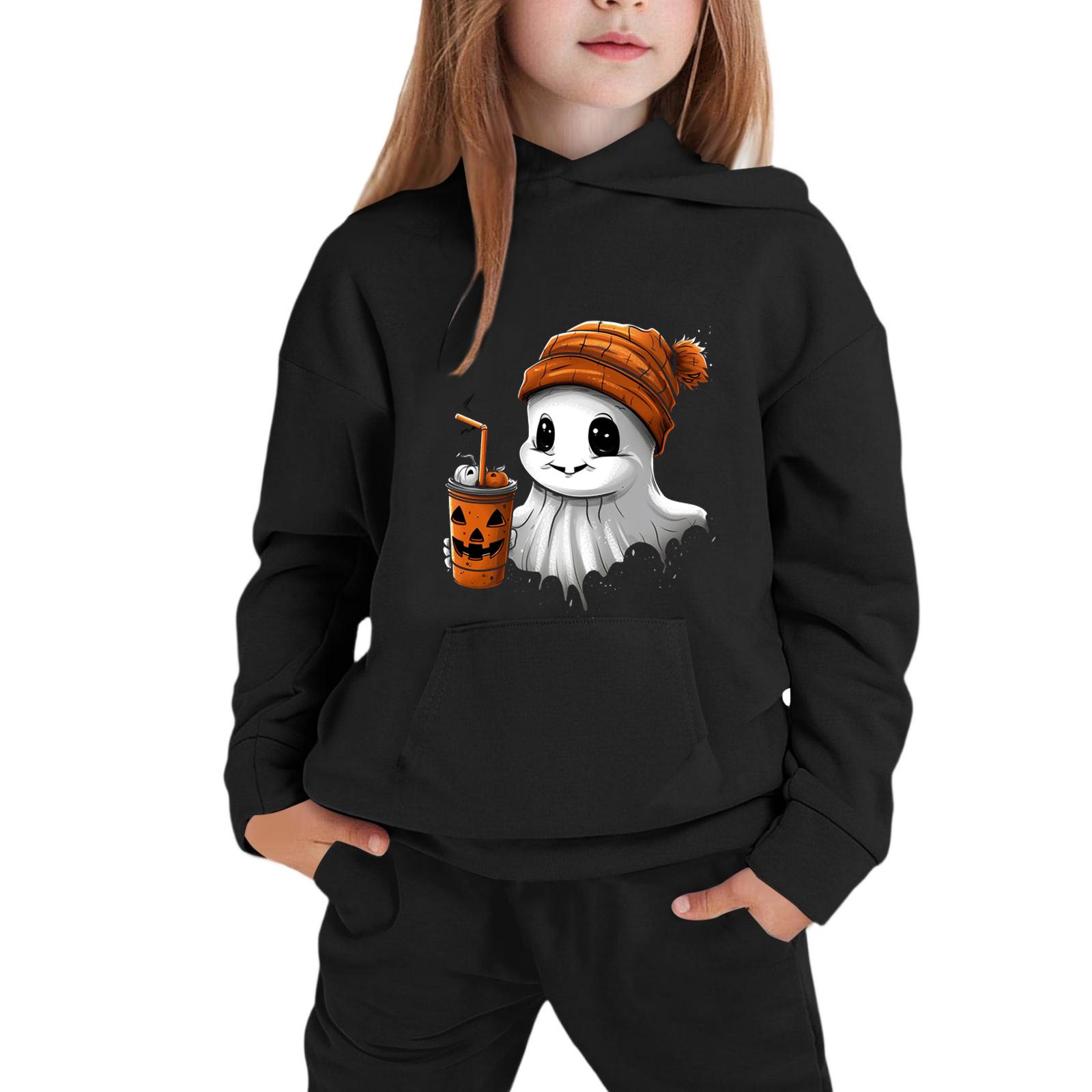 Kids  Hooded Sweatshirt with Halloween Print for Boys and Girls 120