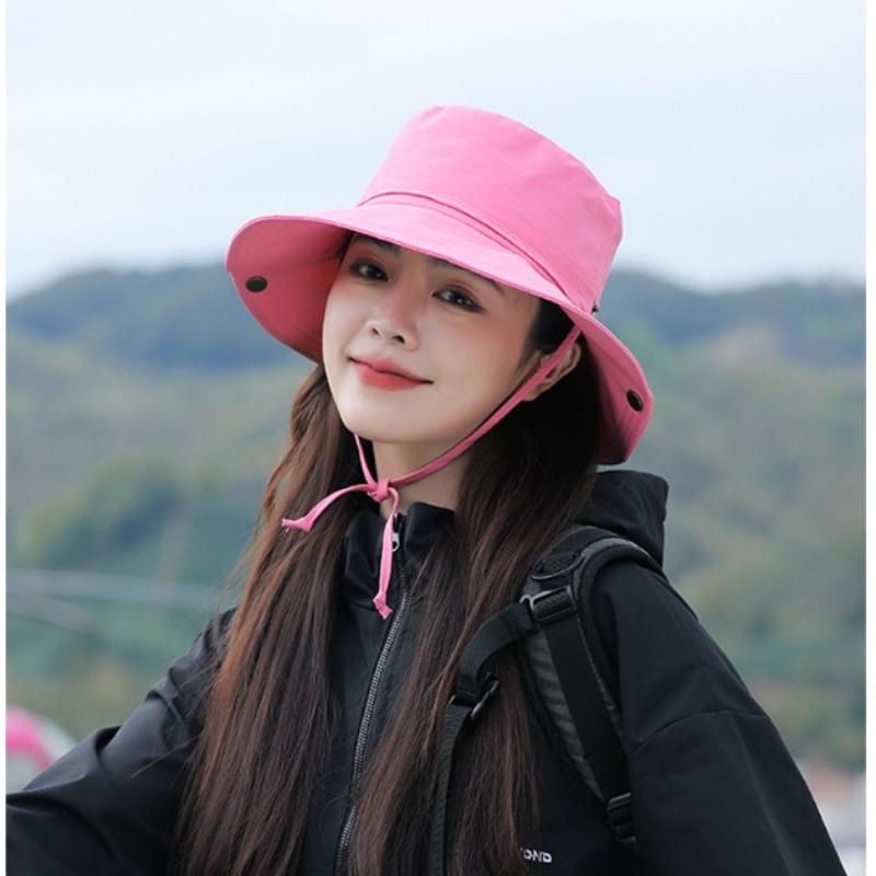 New Spring Summer Women Bucket Hat Waterproof Foldable Large Brim Sun Hat Hangable Outdoor Mountain Camping UV Protection Basin Cap