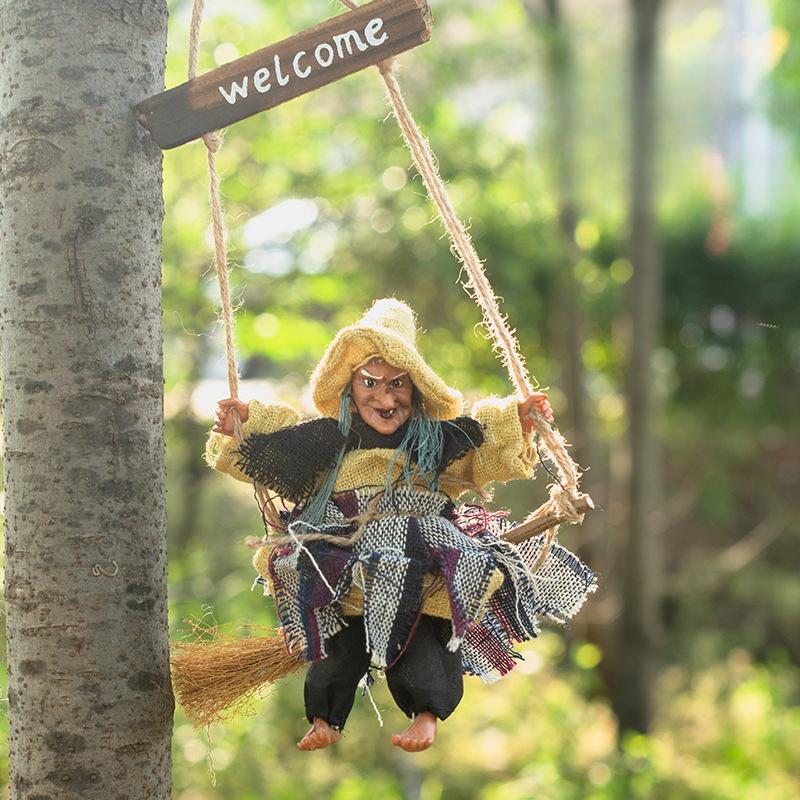 Vintage Witch Fun Pendant Sweeper Ghost House Decoration Props KTV Decorations Halloween Ghost Festival Atmosphere Pendant